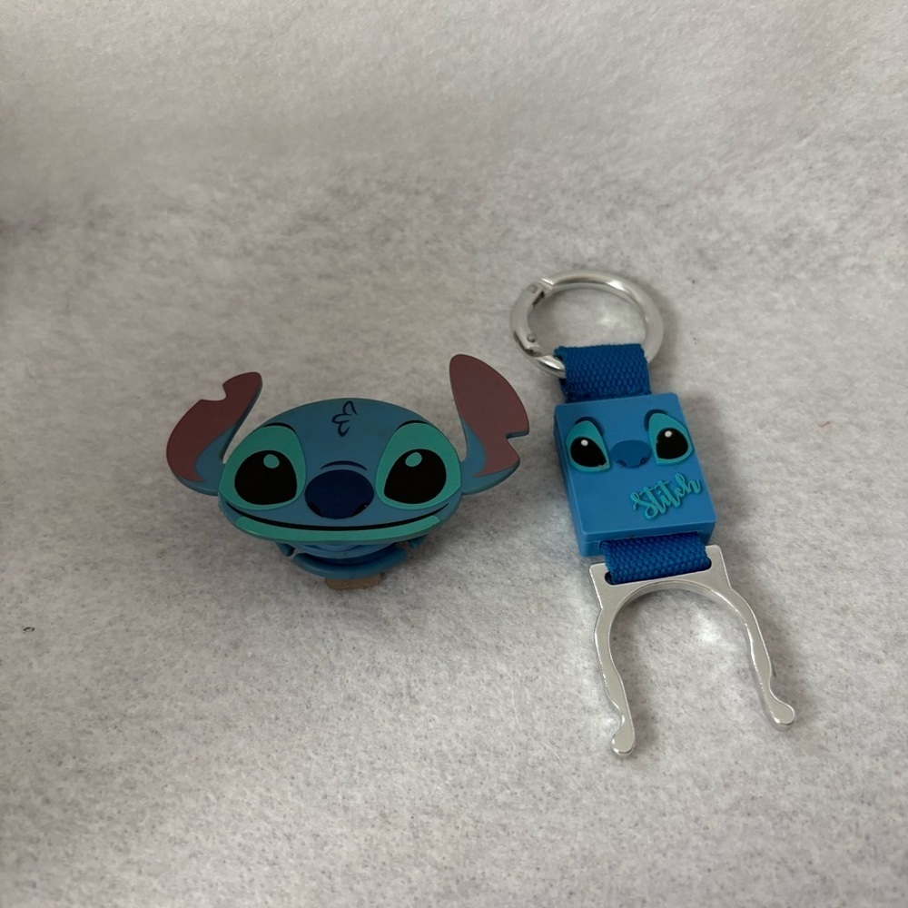 Set of 2 STITCH Bottle Holder & Headphone Cable Holder Disney Store Japan Blue